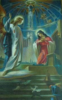 A painting depicting The Annunciation of Our Lord Jesus in Vittoriosa, Malta.