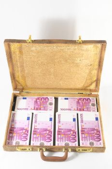 One Suitcase Full of Pink 500 Euros Banknotes