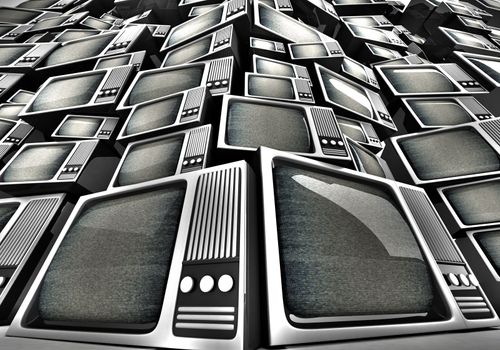 3D render of Vintage television pile.