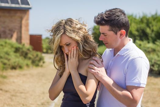 Man trying to reconcile with his girlfriend after quarrel