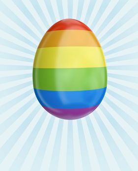 Gay Pride Flag colors Easter egg; poster template with copyspace. 3D render.
