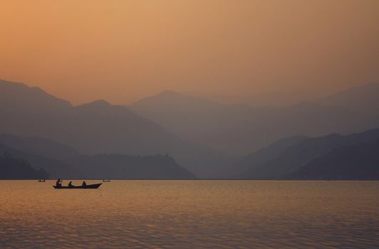 Sunset - Phewa Lake in Nepal