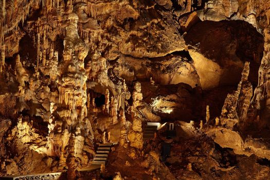 Limestone formations inside a cave