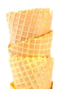 waffle cones isolated on white