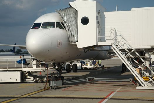 Airplane parked at an airport