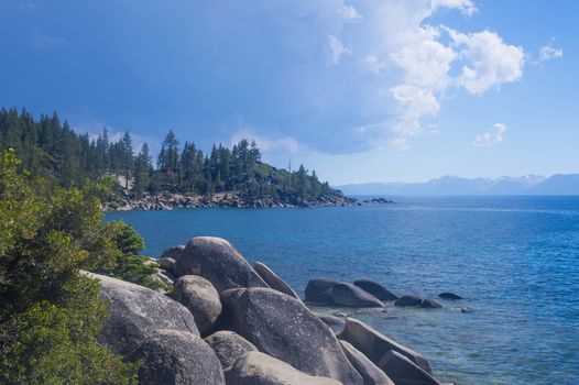 The shore of Lake Tahoe in Northern Nevada