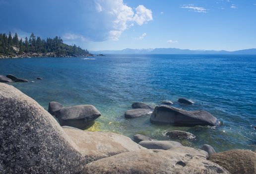 The shore of Lake Tahoe in Northern Nevada