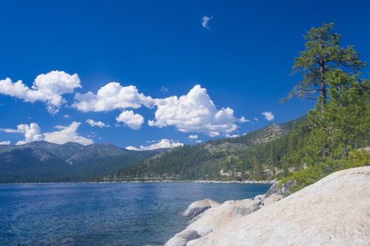 The shore of Lake Tahoe in Northern Nevada