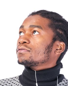 Portrait of a smiling handsome African-American on a white background