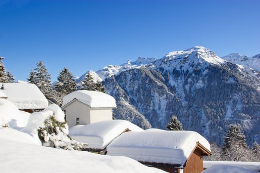 Winter in the swiss alps, Switzerland