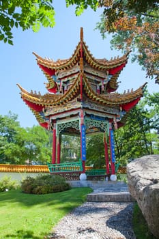 Pavillion of harmony in traditional chinese garden