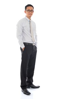 Full body Asian business man standing isolated on white background. Asian male model.