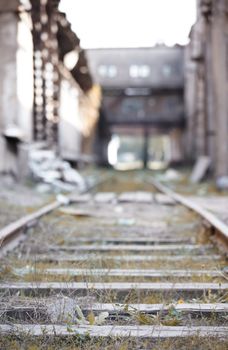 Abandoned railway of the old industrial factory