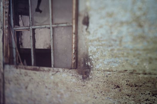 Broken window of the old building