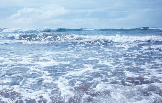 Seaside with waves. Horizontal photo