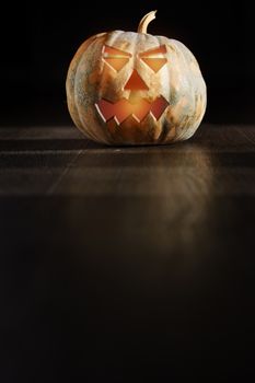 Halloween Pumpkin  latnern in the dark room