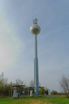 Shot of a water pressure tower made of metal and steel. 