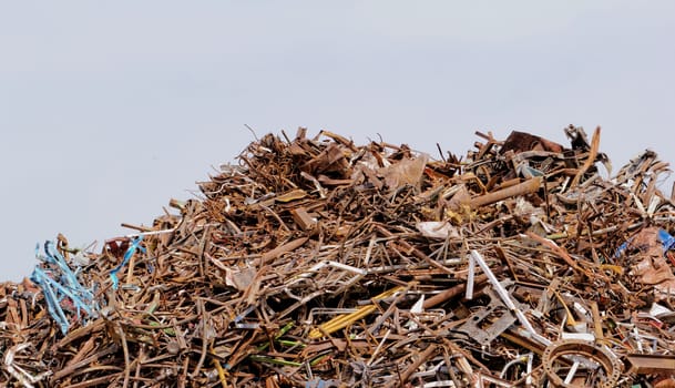 scrap metal processing industry, stacked metal