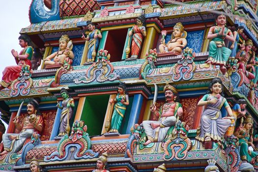 Fragment of decorations of the Hindu temple Sri Mariamman in Singapore