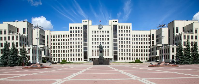 Parliament building constructed in 1938 on the Independence square in Minsk. Belarus