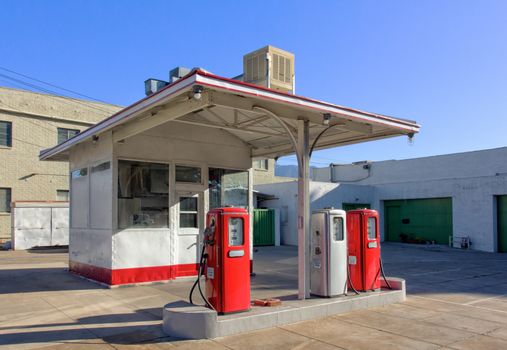 Empty Urban Vintage Gasoline Station in the United States