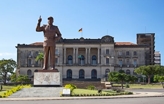 City hall and statue of Michel Samora in Maputo, Mozambique