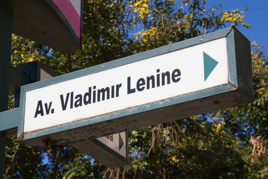 Rusty street signs in Maputo, remaining from communism era