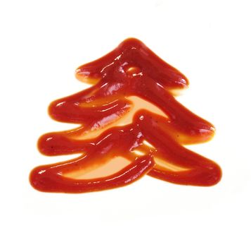 tomato sauce on white background that looks like fir-tree