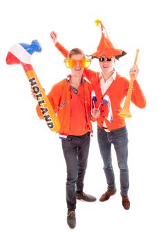 two boys, the supporters of the dutch soccerteam.