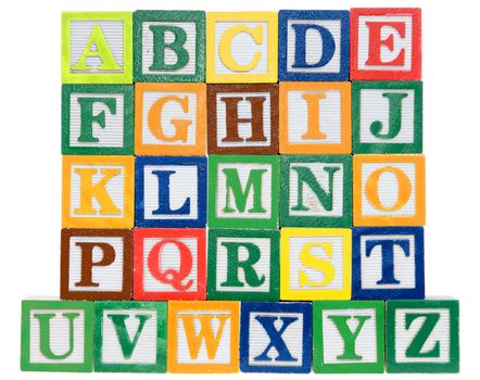 Letter blocks in alphabetical order. Isolated on a white background
