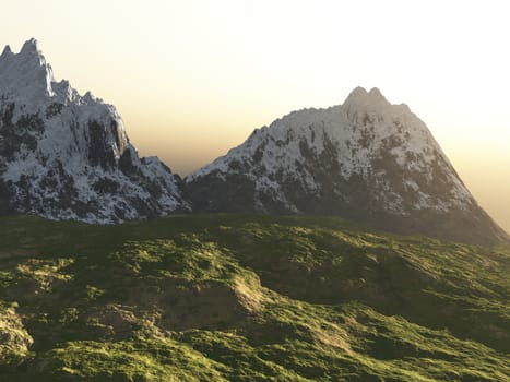 mountains and the stone field