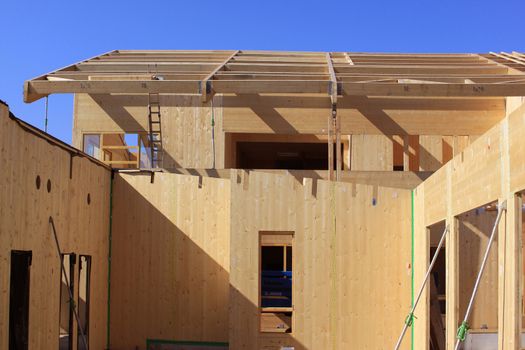 Natural wood construction of a house or a trade for a green energy isolation