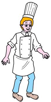 drawing of a chief cook with his hat and his apron