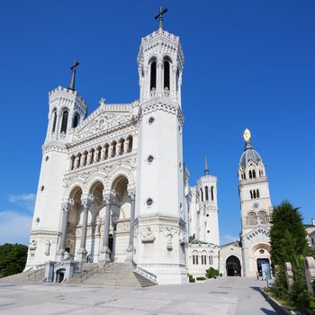 Basilica of Notre Dame de Fourviere in Lyon, Rhone Alps, France