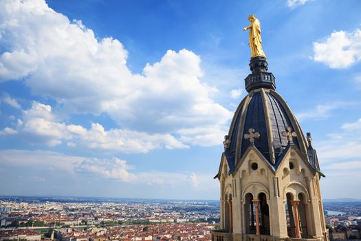 View Golden Statue of Virgin Mary, LyonFrance