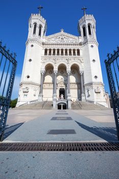 Famous Fourviere basilica in Lyon, Rhone Alps, France