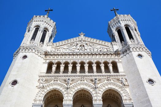 Top of Notre Dame de Fourviere in Lyon, Rhone Alps, France