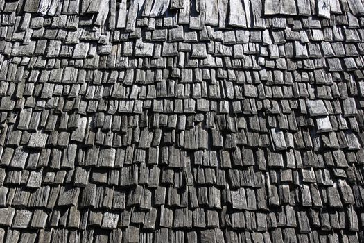 roof covered with tiles out of wooden of the Middle Ages