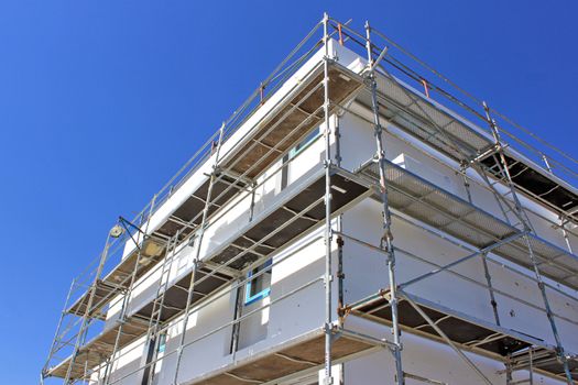 scaffolding on a construction site housing housing estate