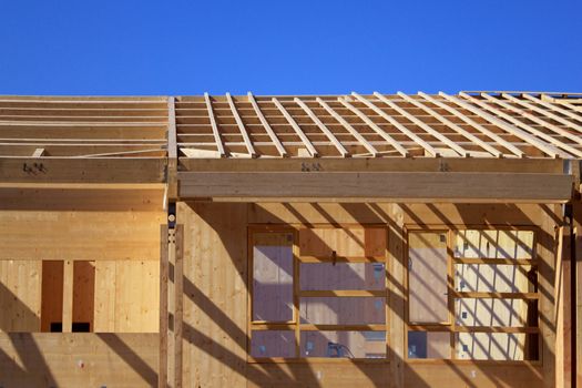 Natural wood construction of a house or a trade for a green energy isolation