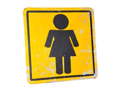 Women's room sign isolated on white background.