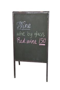 Blackboard of menu wine isolated on white background