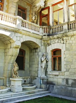 Statues of Chimera and Satyr, Masandra Palace, Crimea peninsula, Ukraine