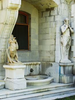 Statues of Chimera and Satyr, Masandra Palace, Crimea peninsula, Ukraine