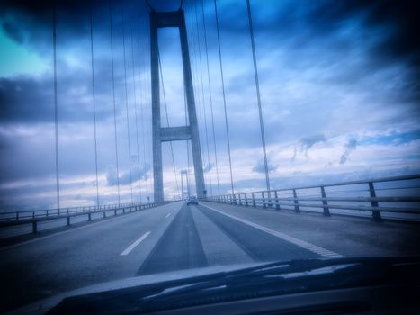 Passing the Great Belt bridge Denmark heading west.