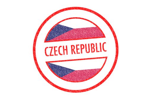 Passport-style CZECH REPUBLIC rubber stamp over a white background.