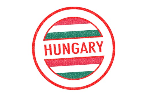 Passport-style HUNGARY rubber stamp over a white background.