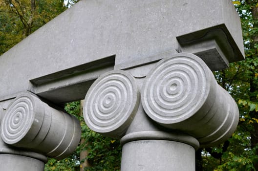 Detail of an abstract artwork at a park in Antwerp.