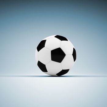 Soccer ball. 3d rendering of a blue background