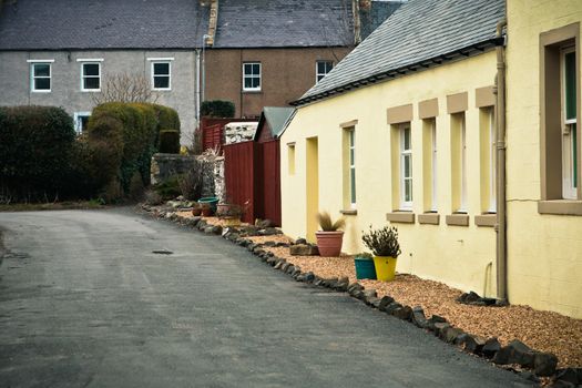 Houses in Yetholm, a small village in the Scottish Borders